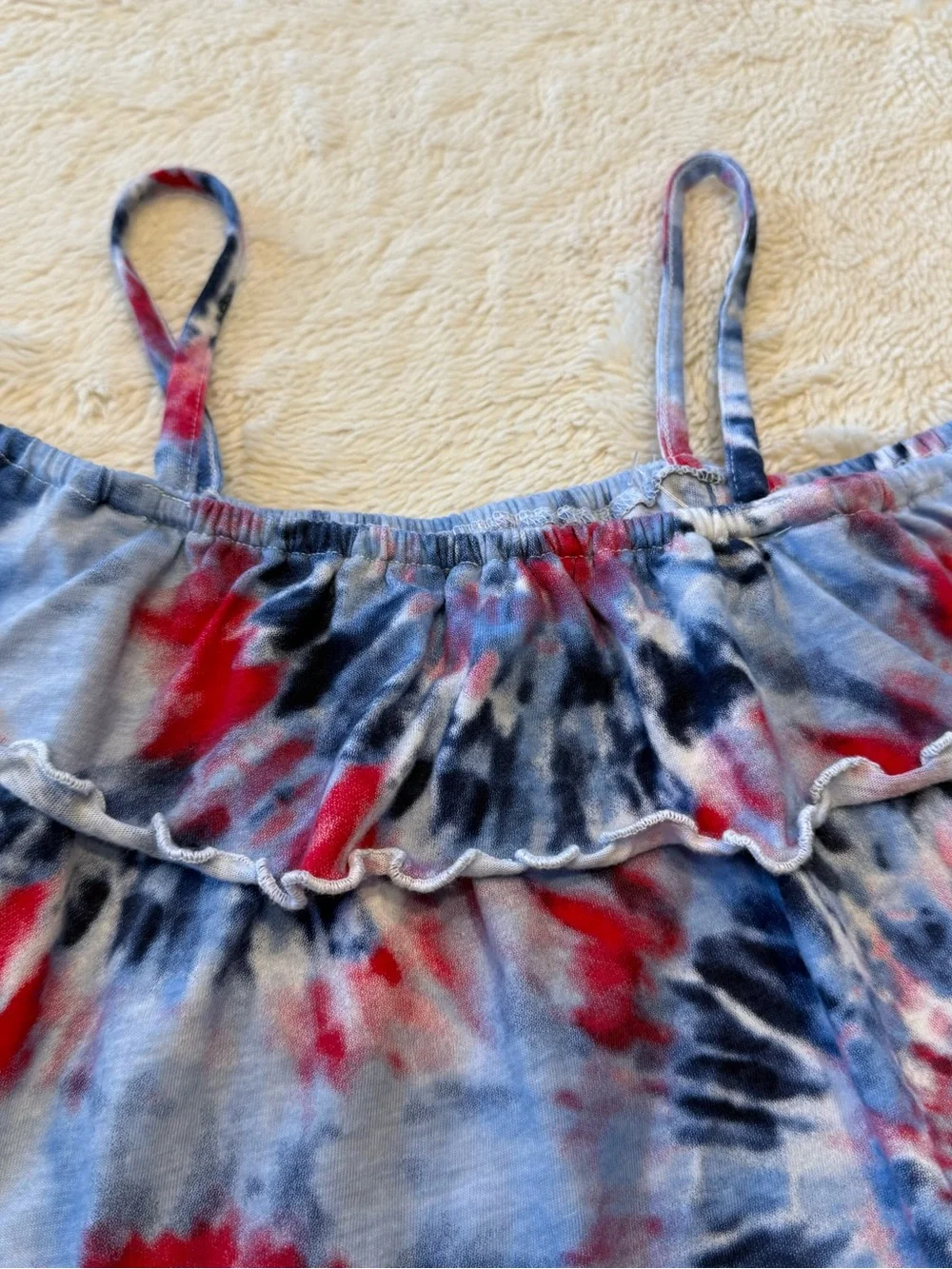 Place Girls Tie-Dye Skirt Set in Red, Blue & White